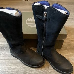 Girls Timberland Suede Tall Boots Sz 2 Navy
